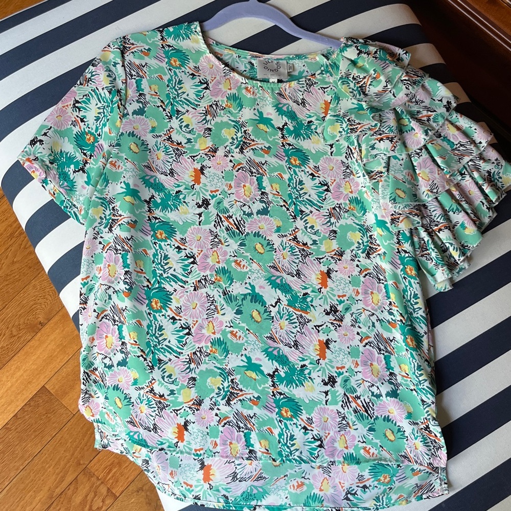 Onque Multicolor Floral Ruffle Sleeve Blouse